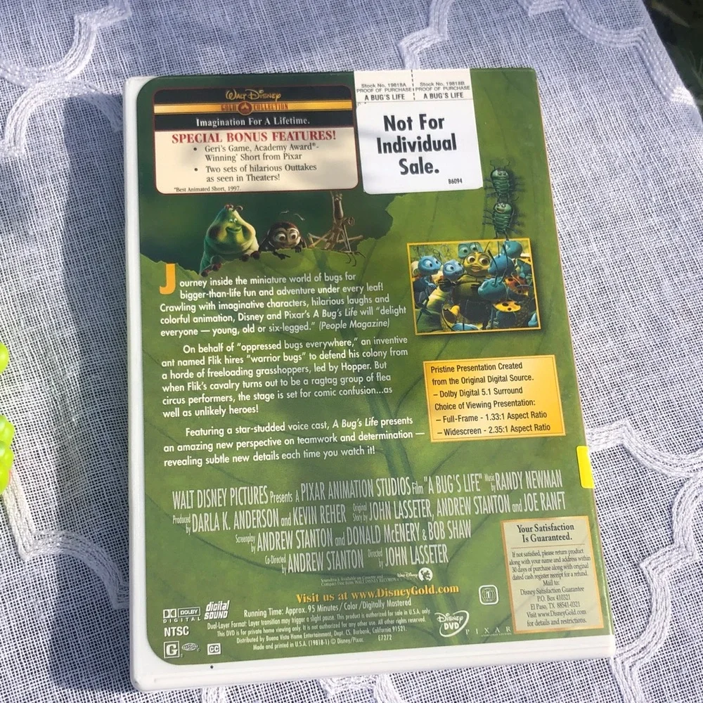 A BUGS LIFE ‘98 - Hopper Heimlich & Dim plastic action figures toys & DVD movie